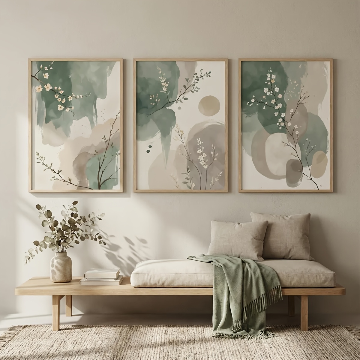 Japanese Lifestyle - 3pcs Japanese-Style Plant Canvas Wall Art