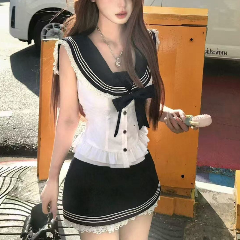 Japanese Lifestyle - College Style Bow Sweet 2 Piece